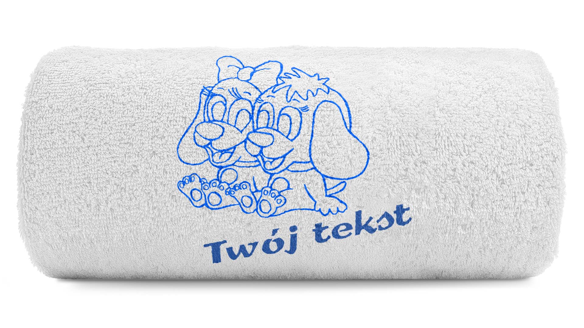 pat15.net Duży ręcznik dwa małe pieski Twój tekst 100x50 968
