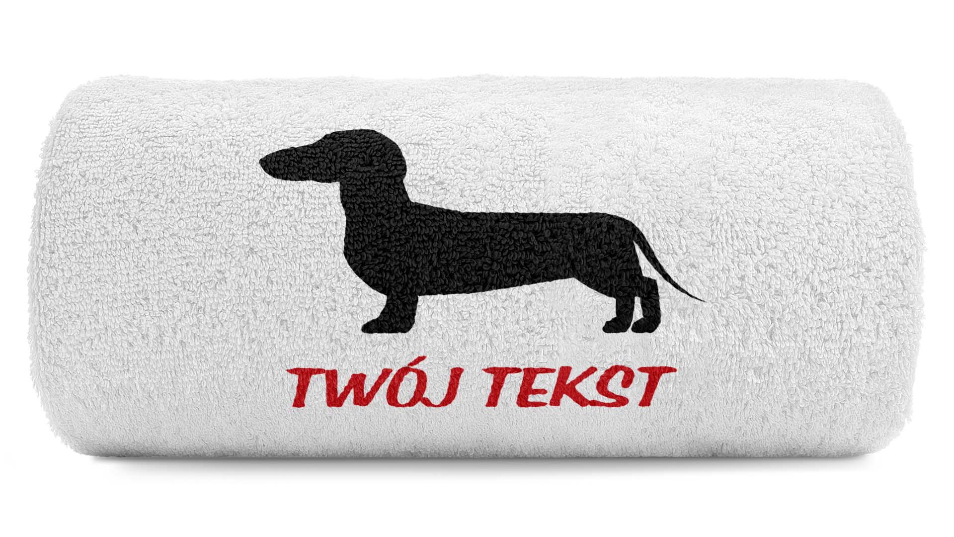 pat15.net Mały ręcznik z haftem pies Jamnik 100x50 798