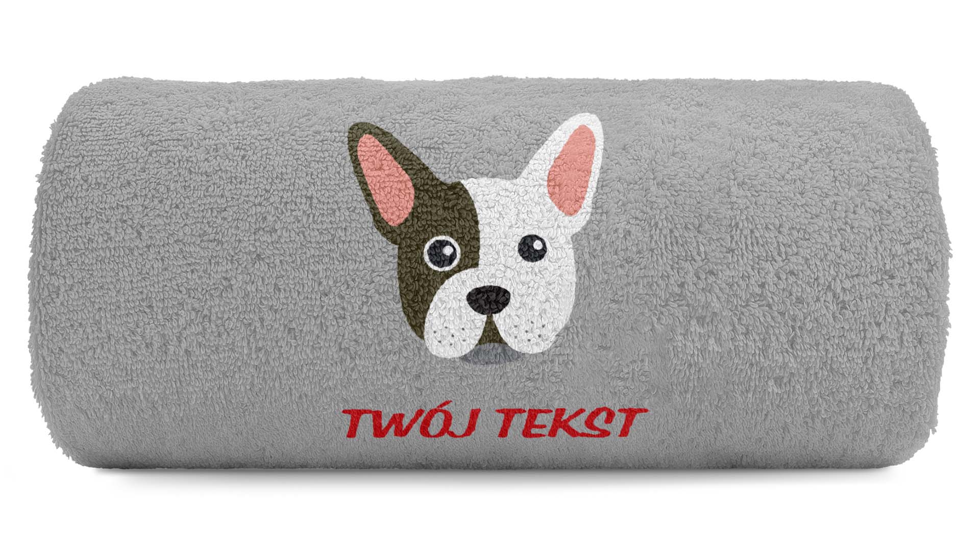 pat15.net Mały ręcznik z haftem Buldog francuski 100x50 801