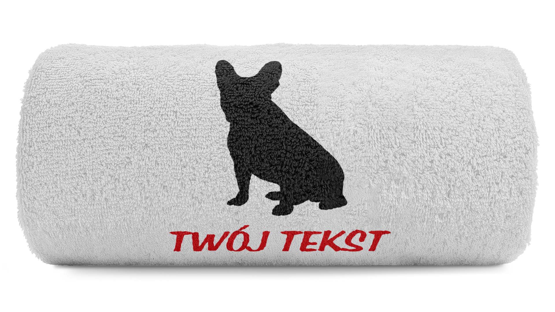 pat15.net Mały ręcznik z haftem Buldożek francuski 100x50 803