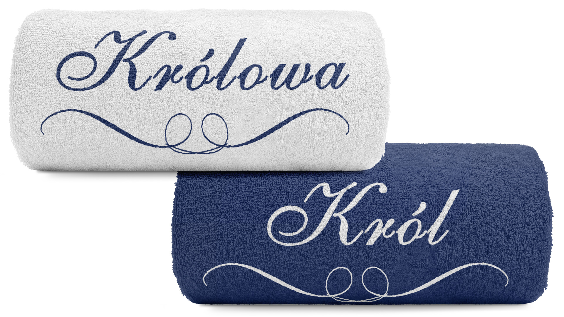 pat15.net Komplet małych ręczników 50x100 haft Król i Królowa 2 1041