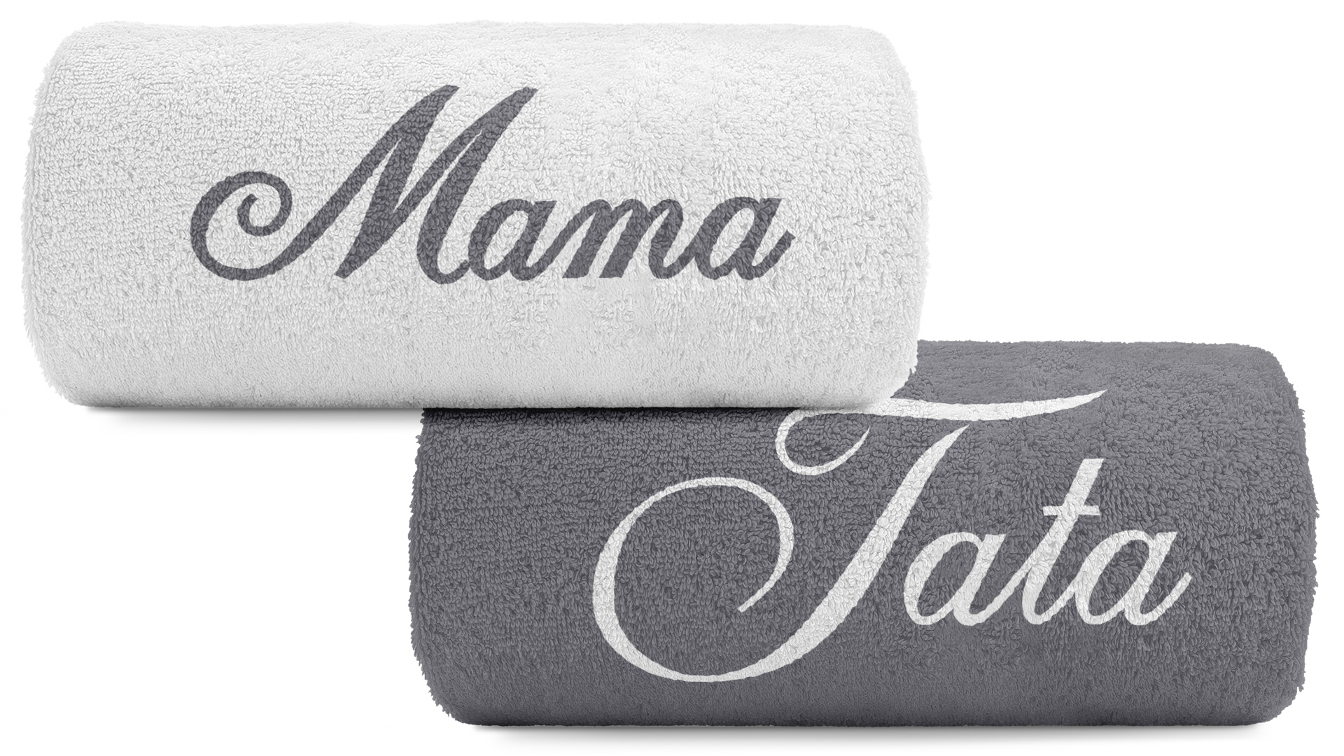 pat15.net Komplet małych ręczników 50x100 haft Mama i Tata 1043