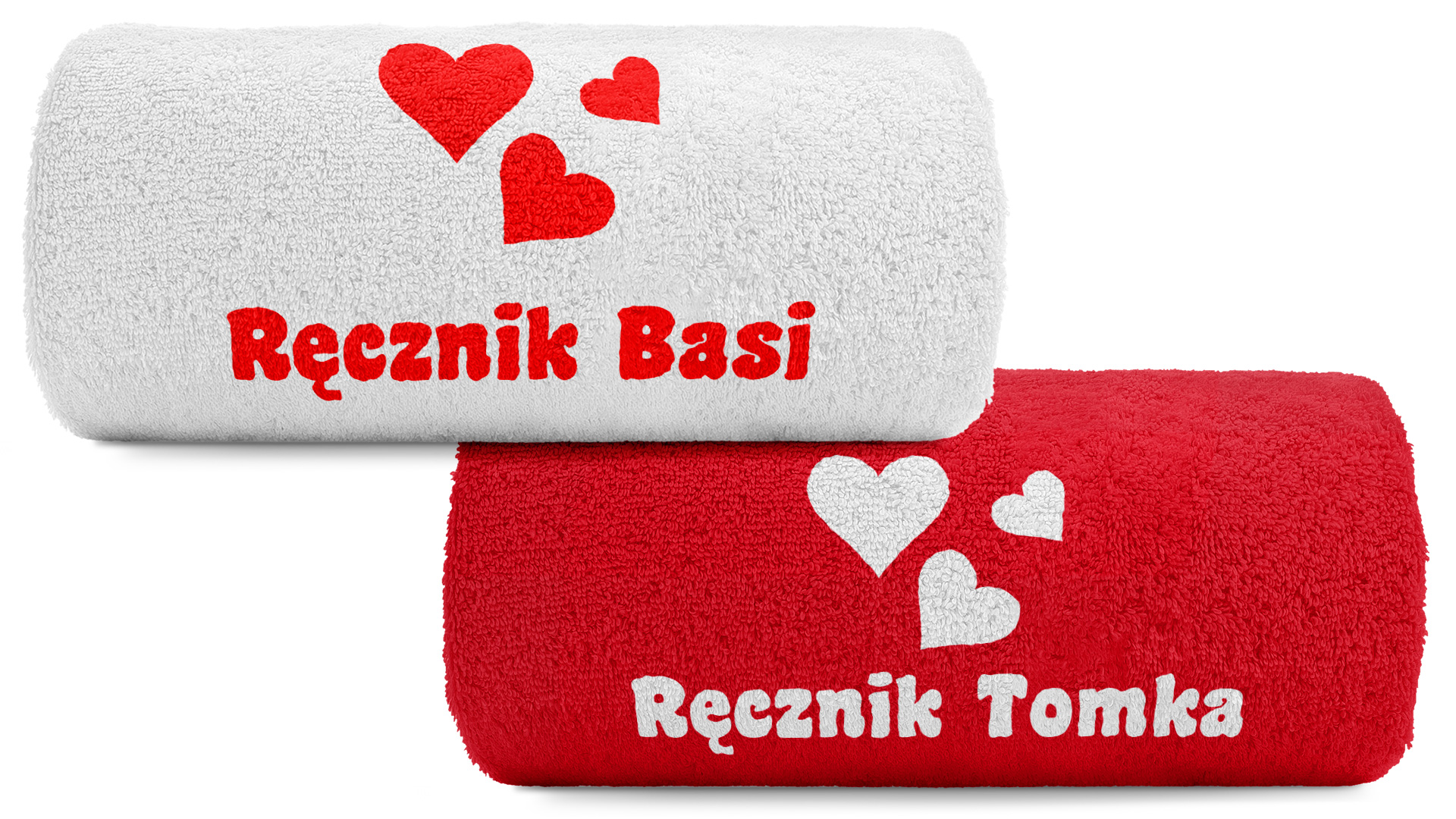 pat15.net Komplet małych ręczników 50x100 haft Ręcznik + TWOJE IMIĘ serca 2 1055