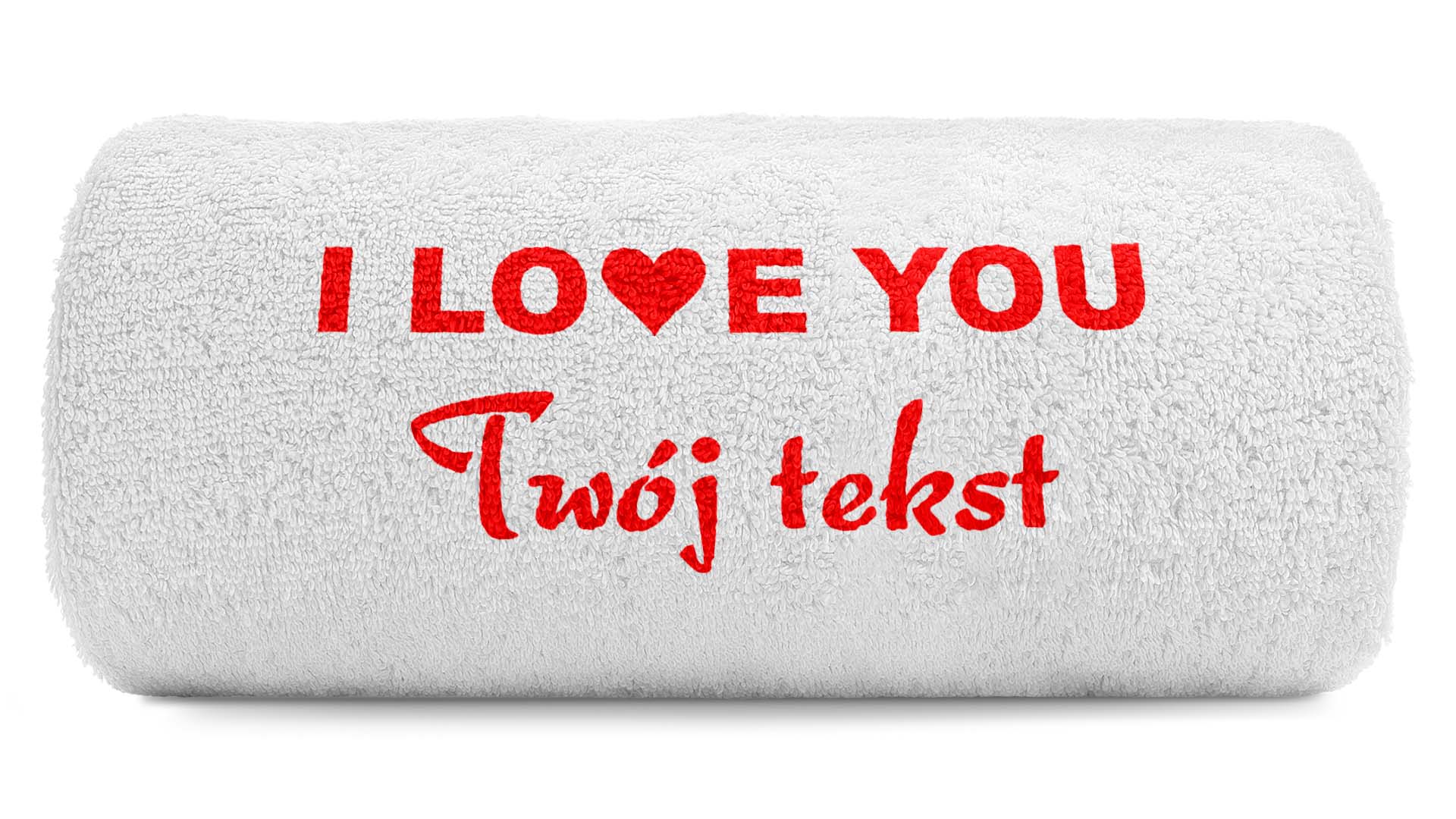 pat15.net Mały ręcznik I LOVE YOU Twój tekst 100x50 980