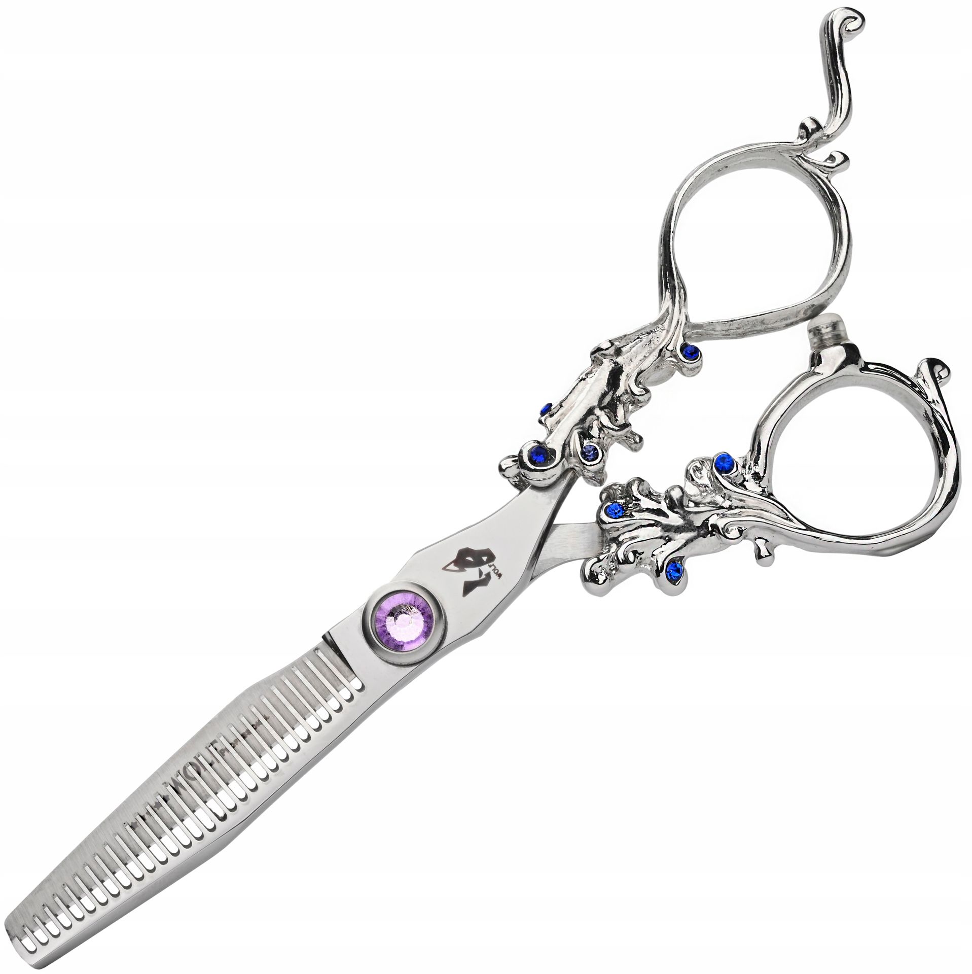 WOLF Degażowki nożyczki praworęczne 6,0 Stoni Blue offset fryzjerskie do strzyżenia włosów do salonu linia Professional