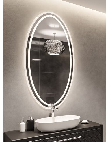Lustro eliptyczne piaskowane z podświetleniem FRIDA DUO LED, Lustro Owalne : 50x110