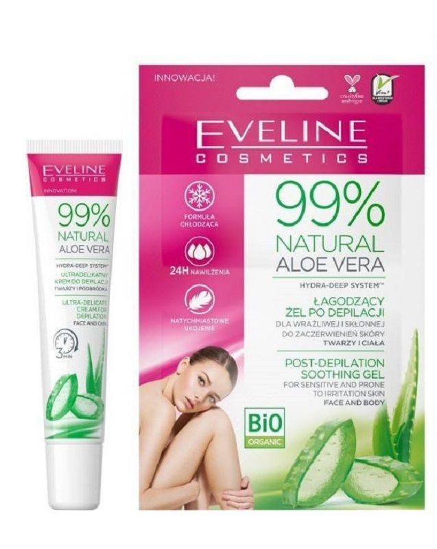 Eveline 99% Natural Aloe Vera - Zestaw do depilacji twarzy i podbródka 20ml