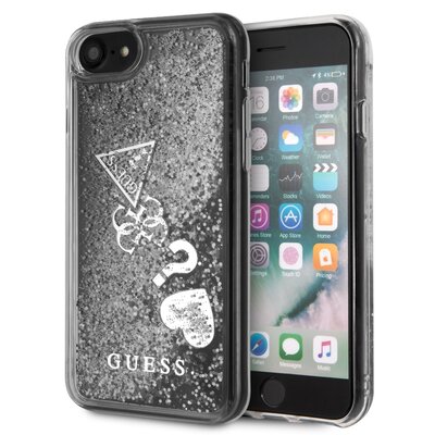 Guess Etui Glitter Hearts iPhone 8, srebrne 3700740440346