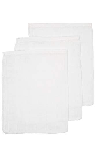 Meyco 458000 3 sztuki myjki ręcznik muślinowy 21 x 17 cm 100% bawełna biały