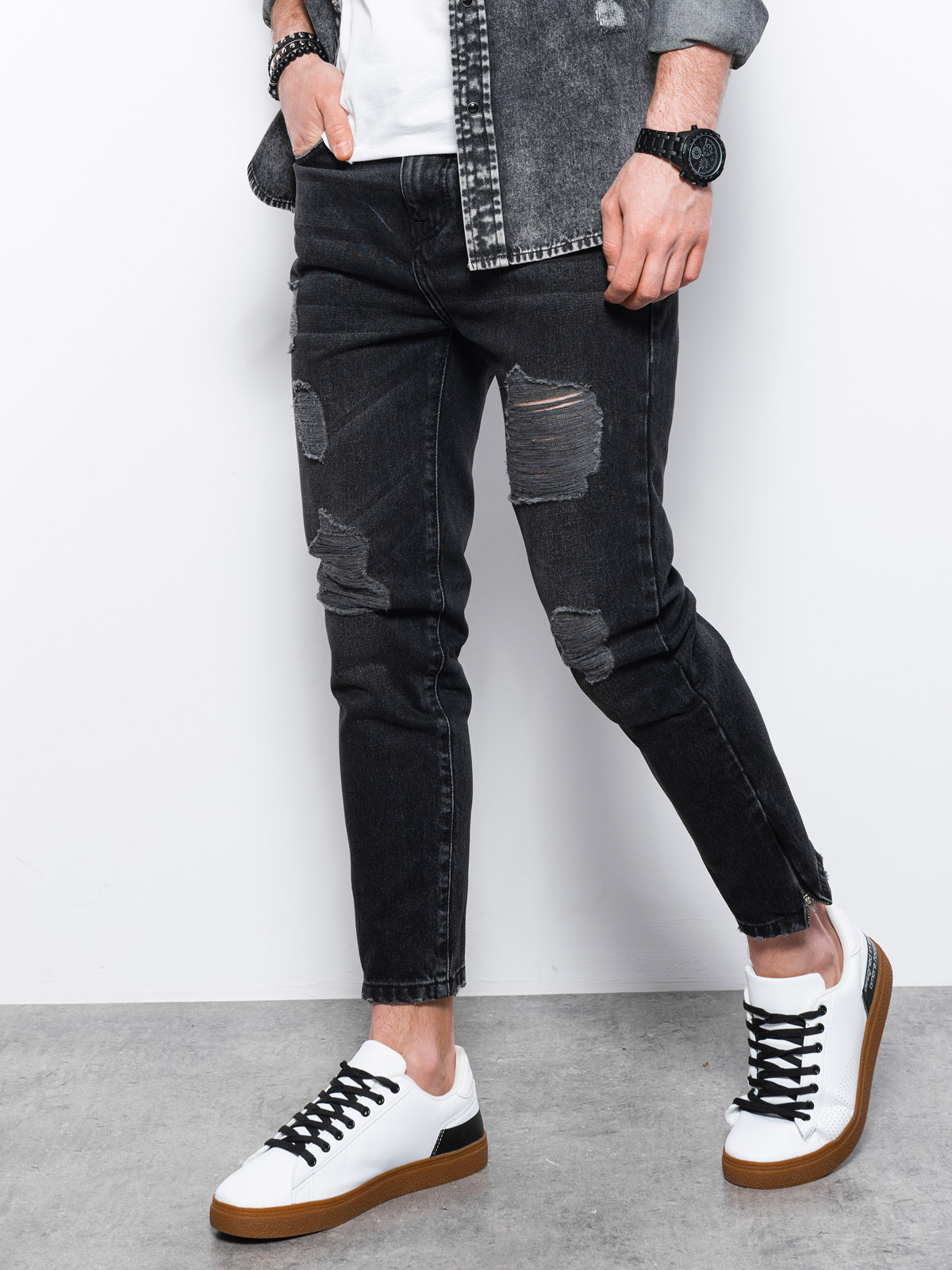 Spodnie męskie jeansowe - czarne V2 P1028