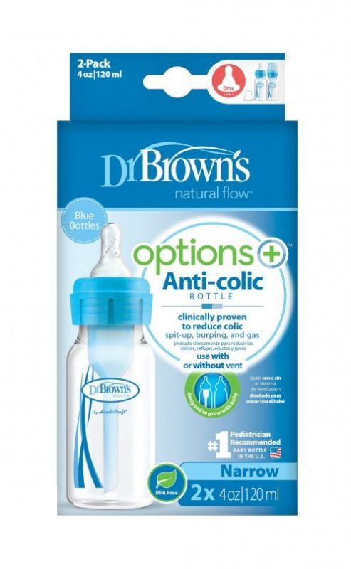 Dr Browns HANDI-CRAFT butelka antykolkowa standardowa OPTIONS wąska szyjka 2 x 120 ml niebieska