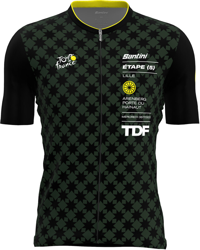 Santini Arenberg SS Jersey Tour de France Official Men, oliwkowy/czarny M 2022 Koszulki kolarskie