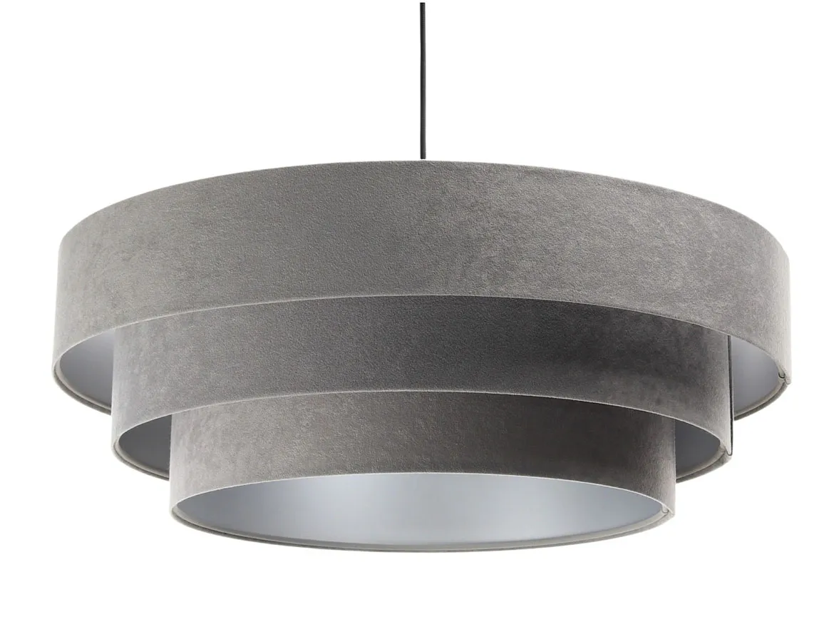 Szaro-srebrna lampa wisząca welurowa - 14X S439 N5-D71