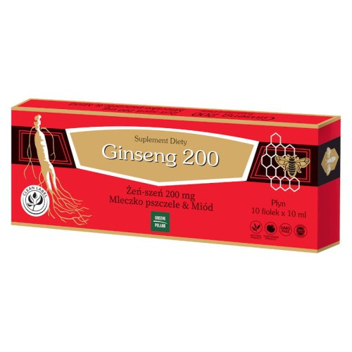 Ginseng Poland Ginseng 200 żeńszeń & mleczko pszczele & miód x 10 fiolek
