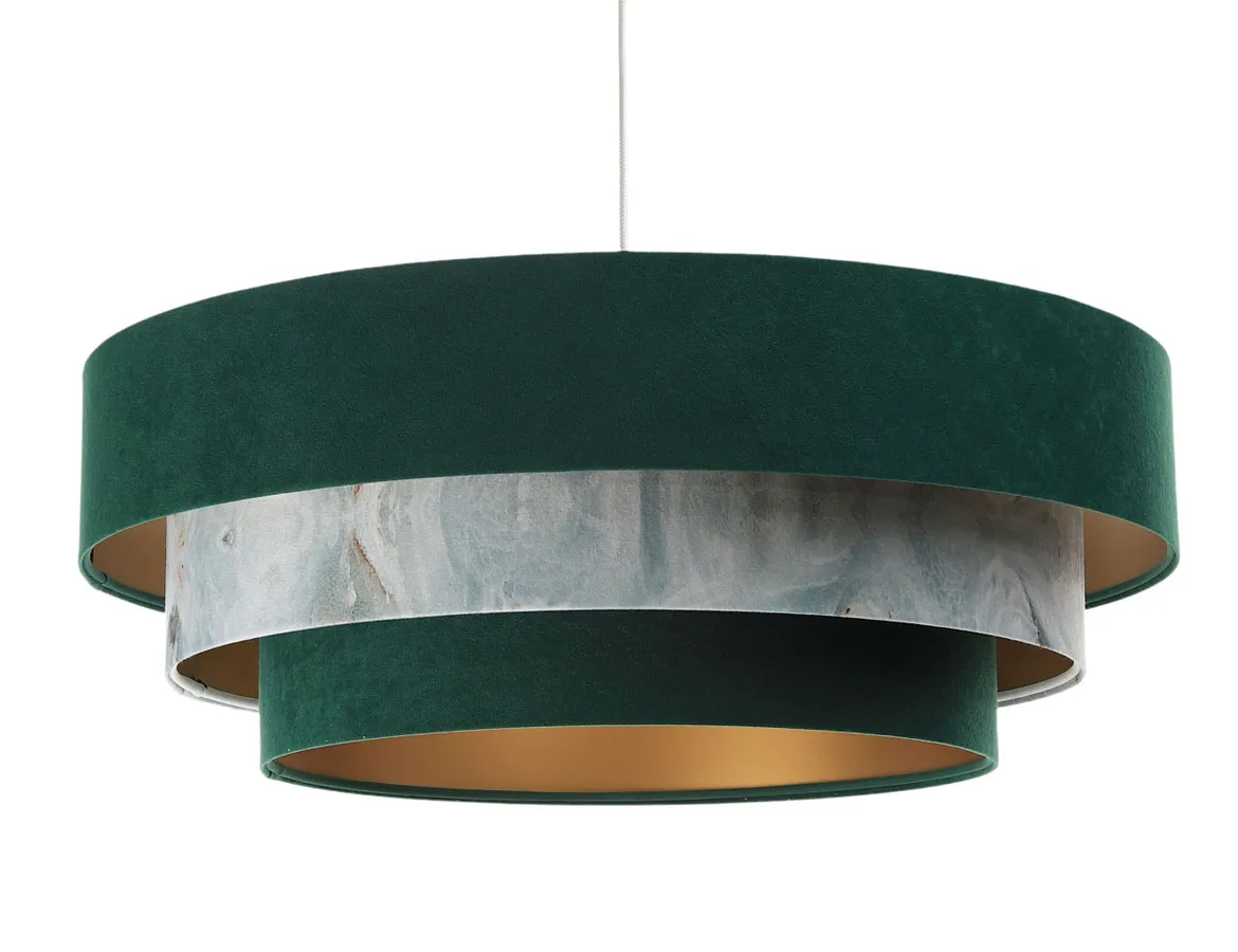 Zielono złota lampa wisząca z potrójnym kloszem S450 K1-F46