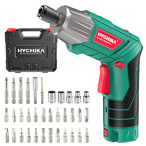 Wkrętarka akumulatorowa, 6 N·m maks. moment obrotowy HYCHIKA 2000 mAh 3,6 V akumulator litowo-jonowy z 36 akcesoriami, LED i latarka, klucz zapadkowy,