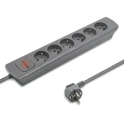 QOLTEC Listwa zasilająca 6 gniazd 1.8m Szara 50277