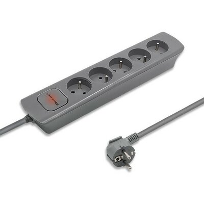 QOLTEC Listwa zasilająca 5 gniazd 1.8m Szara 50275