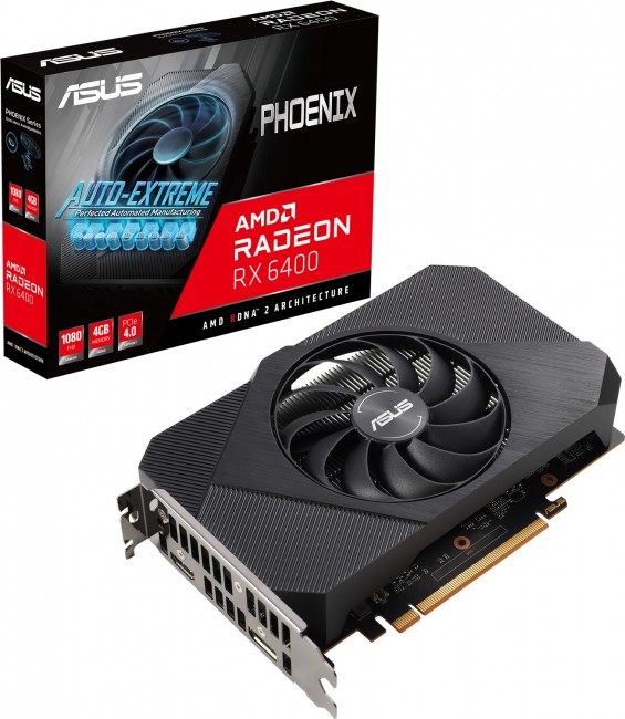 ASUS Phoenix AMD Radeon RX 6400 4GB PCIe 4.0 4GB GDDR6 memory HDMI 2.1 DisplayPort 1.4a PH-RX6400-4G