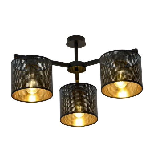 Emibig Jordan lampa sufitowa 3-punktowa czarna/złota 1144/3 1144/3