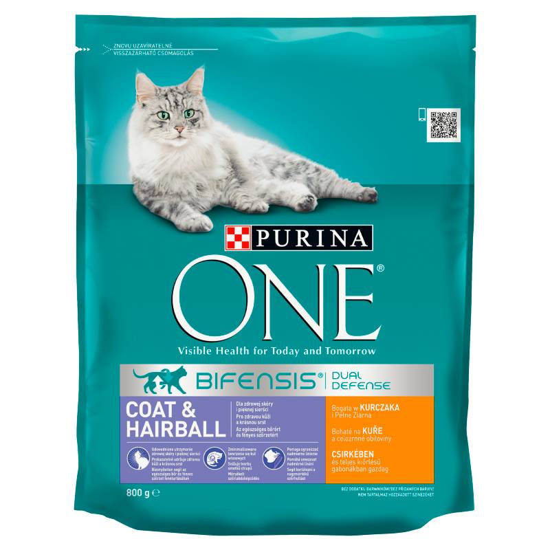 Purina One Cat Coat & Hairball Karma dla kotów z kurczaka 800g