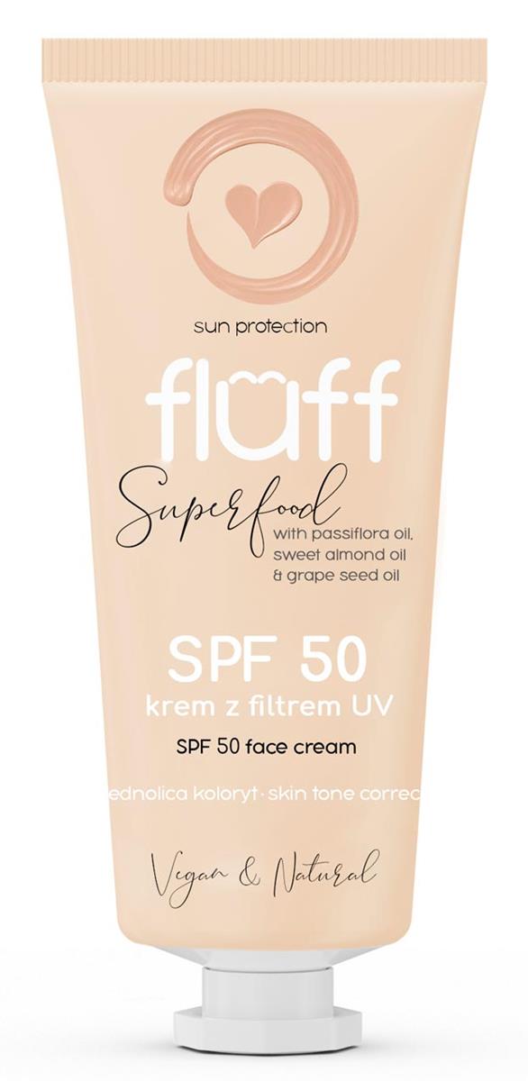 Fluff FLUFF - SUPERFOOD - SKIN TONE CORRECTING - Krem wyrównujący koloryt skóry - SPF 50 - 50 ml