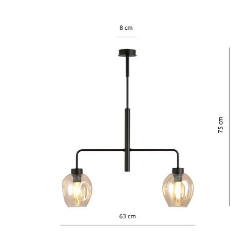 Emibig LUKKA 2 BLACK/AMBER 1165/2 lampa sufitowa żyrandol nowoczesny klosze 1165/2