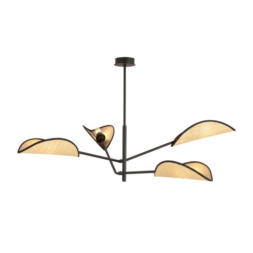 Emibig Vene lampa sufitowa 4-punktowa czarna/rattan 1160/4 1160/4