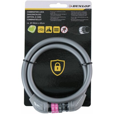 DUNLOP Zapięcie rowerowe DUNLOP 1042510 Linka Szary