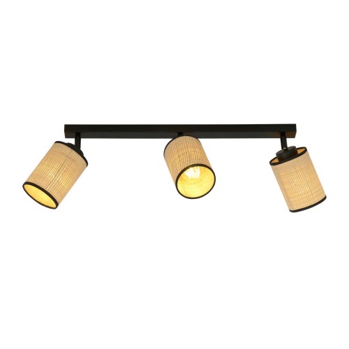Emibig Yoga lampa sufitowa (spot) 3-punktowa czarna/rattan 1151/3