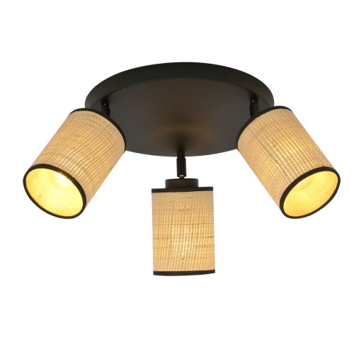 Emibig Yoga Premium lampa sufitowa (spot) 3-punktowa czarna/rattan 1151/3PREM