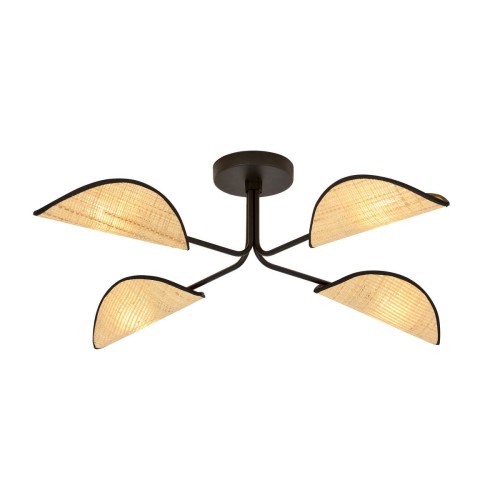Emibig Gomez lampa sufitowa 4-punktowa czarna/rattan 1172/4