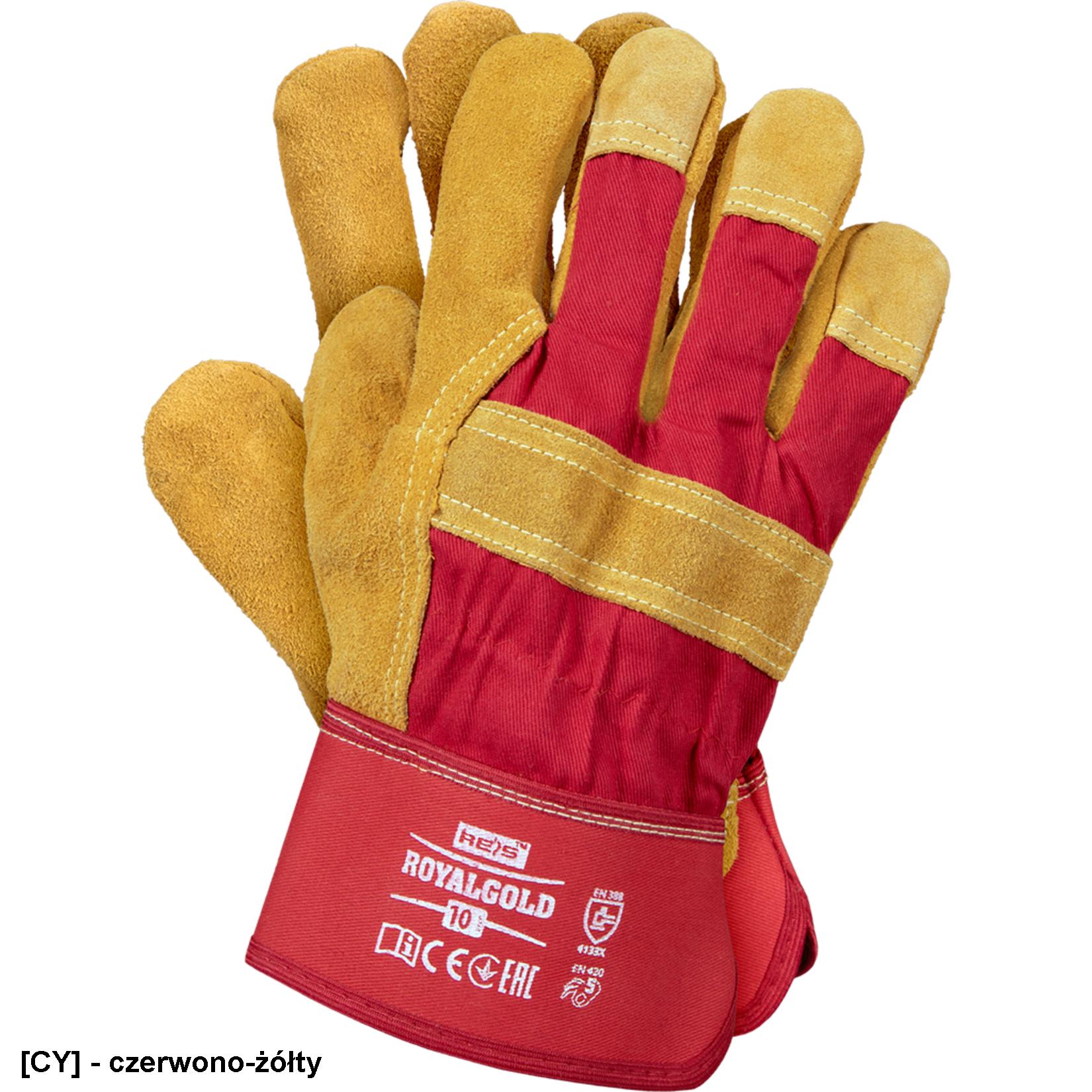 ROYALGOLD - Rękawice ochronne wzmacniane skórą bydlęcą - 10