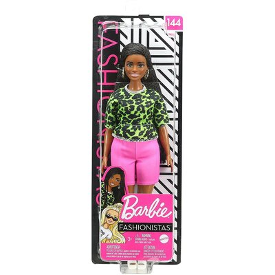 Mattel Lalka Barbie Fashionistas Różowe szorty, warkoczyki