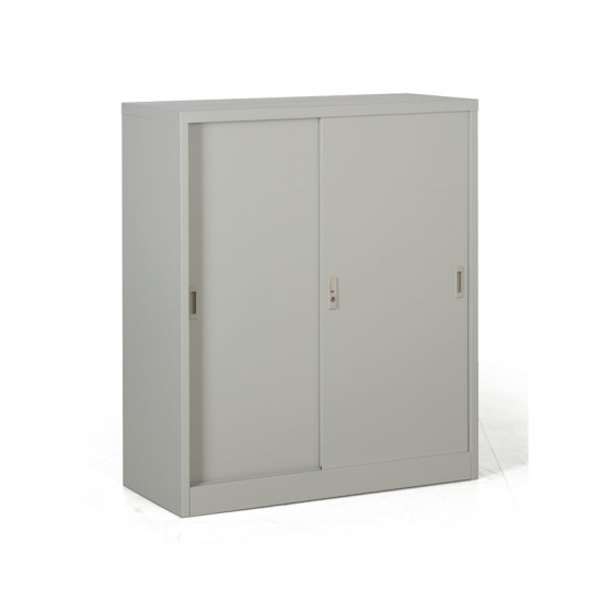 B2B Partner Metalowa szafa z przesuwnymi drzwiami, demontowana, 2 półki, 1000 x 1200 x 450 mm, jasnoszary 908018