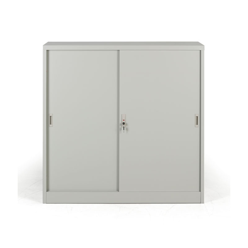 B2B Partner Metalowa szafa z przesuwnymi drzwiami, demontowana, 2 półki, 1200 x 1200 x 450 mm, jasnoszary 908019