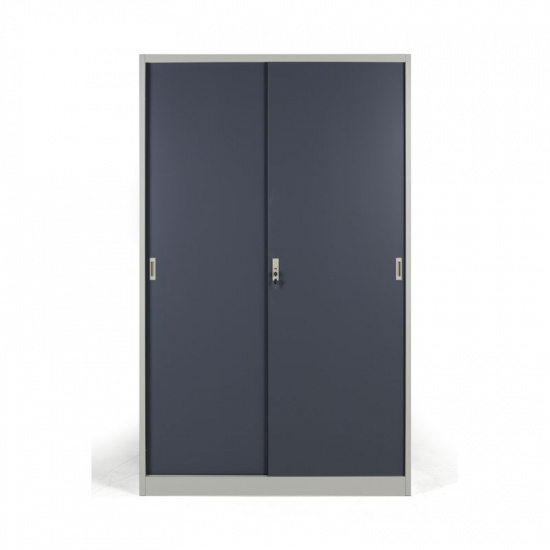 B2B Partner Metalowa szafa z przesuwnymi drzwiami, demontowana, 4 półki, 1200 x 1990 x 450 mm, ciemnoszary 908021