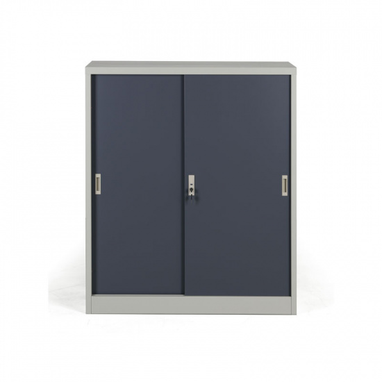 B2B Partner Metalowa szafa z przesuwnymi drzwiami, demontowana, 2 półki, 1000 x 1200 x 450 mm, ciemnoszary 908022