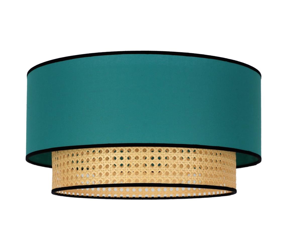Lampa sufitowa Boho z rattanu, beżowa/petrol