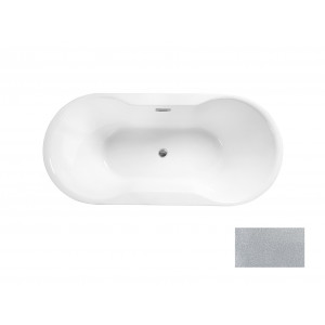 Besco WA-150-NSB NAVIA GLAM SREBRNA wanna wolnostojąca maskownica syfonu z przelewem biała 150 x 80