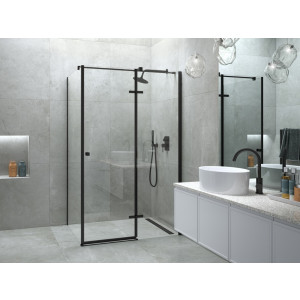 BESCO PPP-128-195B PIXA BLACK NEW kabina prostokątna przejrzyste szkło 120 x 80 x 195 prawa