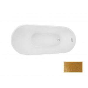 Besco WA-150-MZB MELODY GLAM złota wanna wolnostojąca maskownica syfonu z przelewem biała 150 x 80