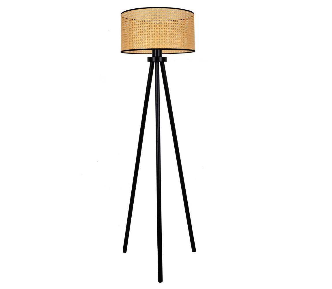 Lampa stojąca Roller rattan, trójnóg beżowa/czarna