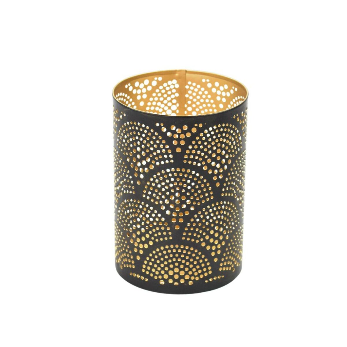 TAJEMNICZY OGRÓD Lampion indyjski na świeczkę wys. 14 cm metalowy czarny