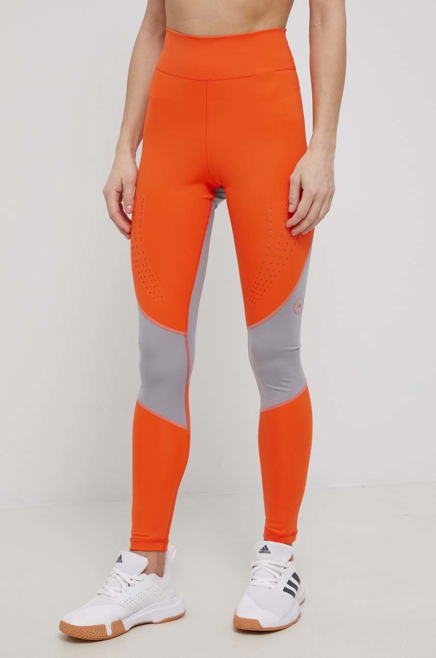 Adidas by Stella McCartney legginsy treningowe damskie kolor pomarańczowy wzorzyste - by Stella McCartney