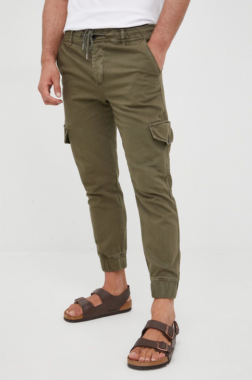Desigual spodnie męskie kolor zielony joggery