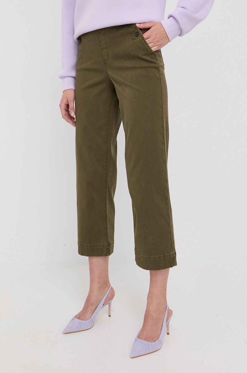 Spanx Spanx spodnie damskie kolor zielony proste high waist