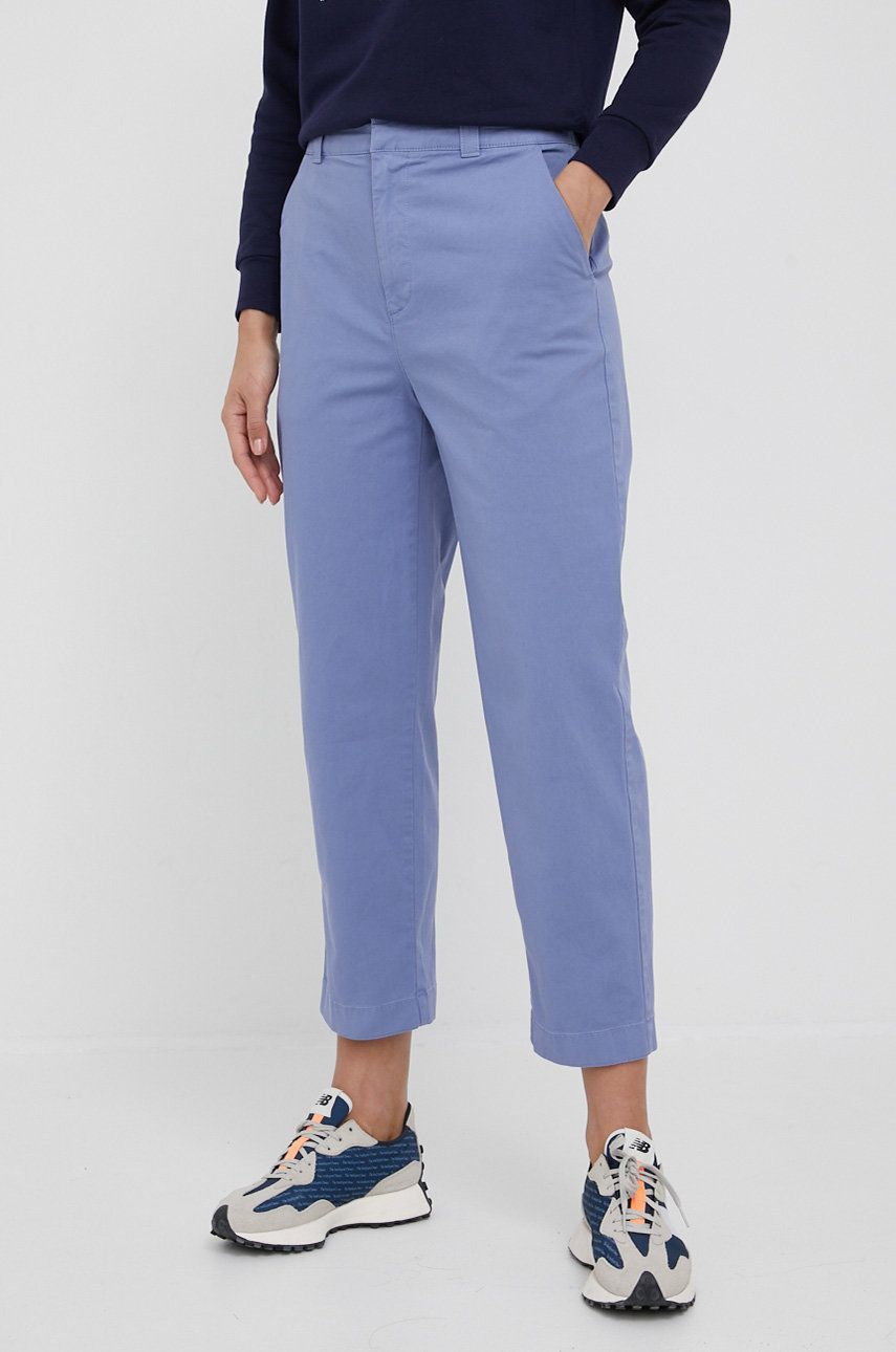Gap spodnie damskie kolor fioletowy proste high waist -
