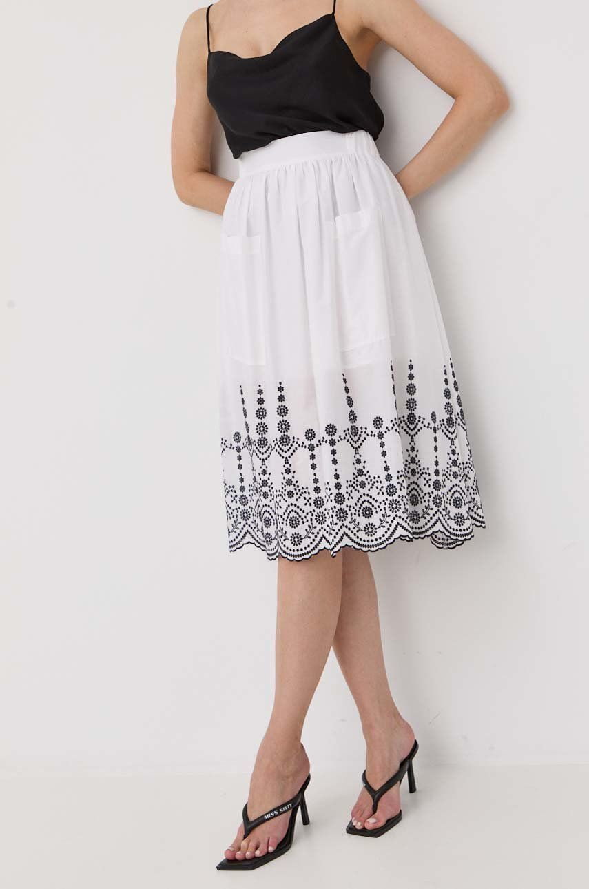 Max&Co spódnica bawełniana kolor biały midi rozkloszowana -