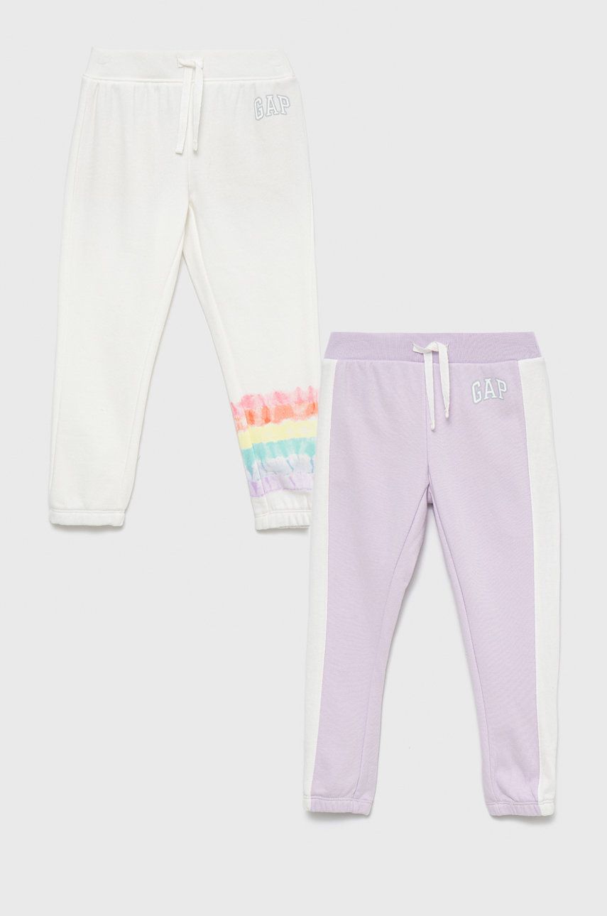 Spodnie damskie - Gap spodnie dresowe dziecięce kolor fioletowy z nadrukiem - - grafika 1
